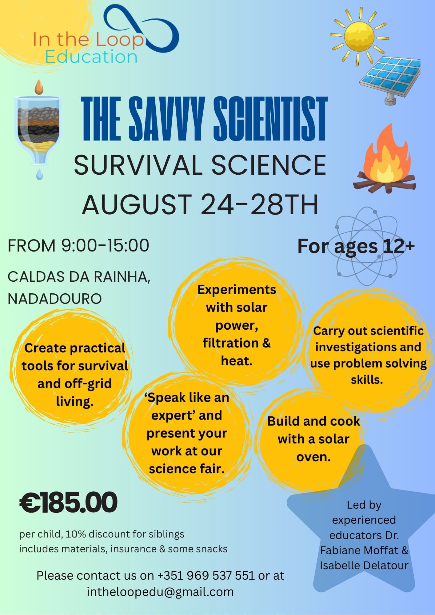 Flyer for Survival Science Summer Camp (The Savvy Scientist)